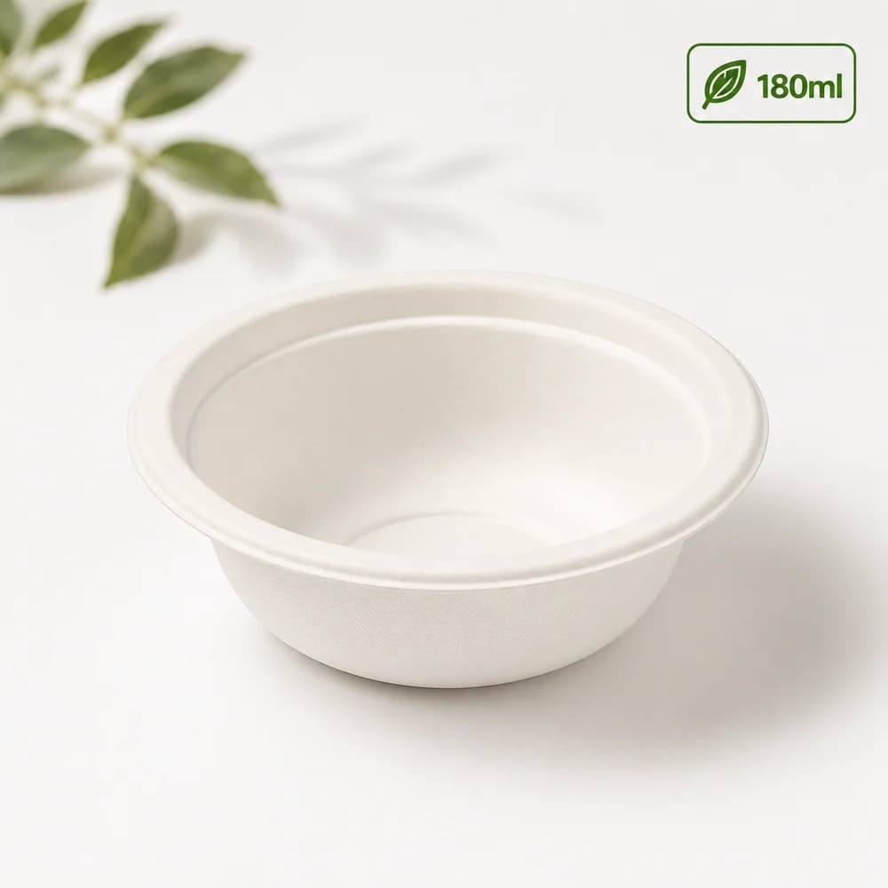 Round Bagasse Bowls 180 ml, 240 ml & 360 ml Compostable Sugarcane Bowls