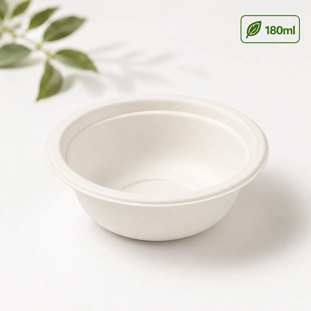 Round Bagasse Bowls 180 ml, 240 ml & 360 ml Compostable Sugarcane Bowls